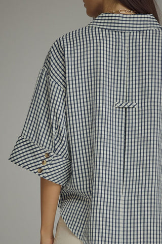 Entro Navy Gingham Top