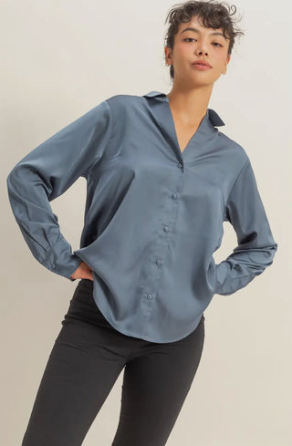 Satin Luxe Button Down Top