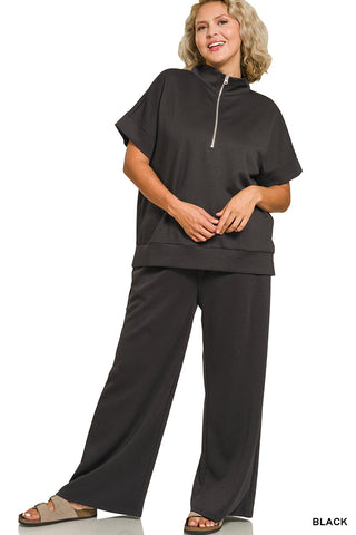 Plus Scuba Half Zip Top and Pants Set