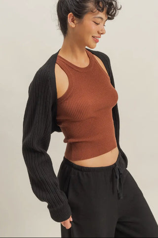 Ribbed Knit Bolero Cardigan
