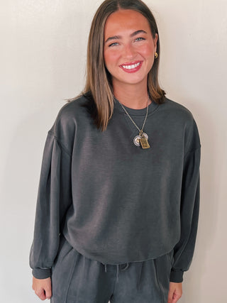 Cupro Long Sleeve Crew Neck Top