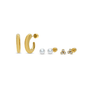 Isla Hoop Pearl Trio Earring Set