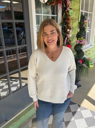 Cozy Textured V-Neck Sweater