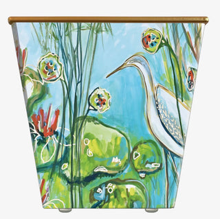 Robin Raymond Heron and Lilies Container