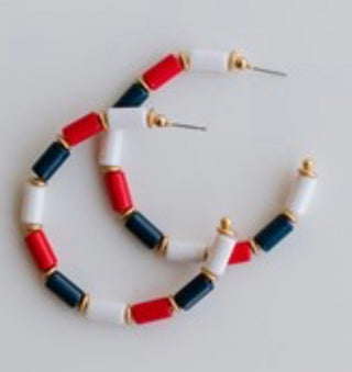 Cara Navy & Red Hoops