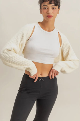 Ribbed Knit Bolero Cardigan