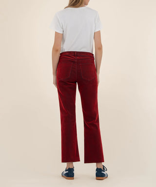 Kut from the Kloth Red Kelsey High Rise Ankle Flare with Raw Hem