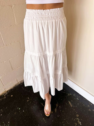 THML Tiered White Skirt