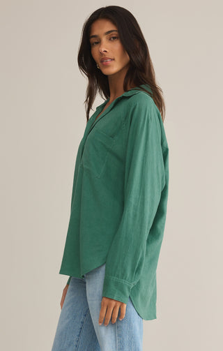 Z Supply The Perfect Linen Top Botanical Green