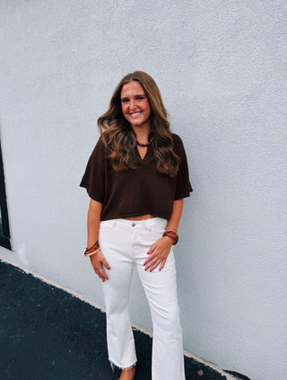 Classic Collared Sweater Top Brown