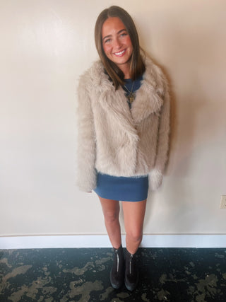 Shawl Collar Faux
Fur Jacket