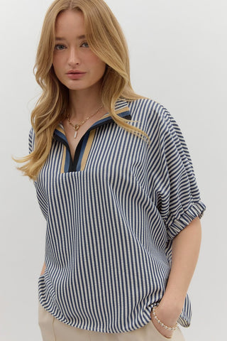 Navy Striped Top