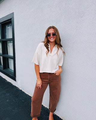 Classic Collared Sweater Top Ivory