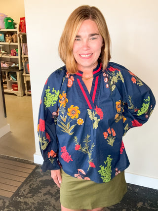Blue Midnight Floral Top