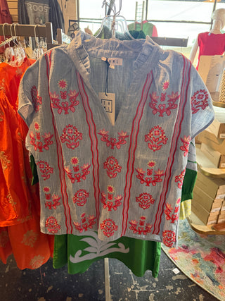 THML Blue Floral Top