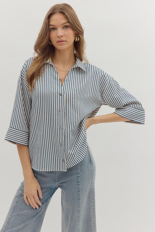 Indigo Stripe Top