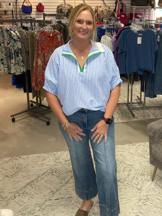 Blue Striped Top
