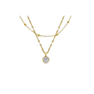 Isla “Here's the Skinny” 2 Pack Necklace - Enamel Necklaces - Clear/White- Gold