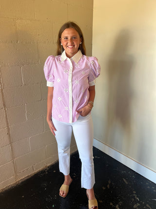 Pink Eyelet Top