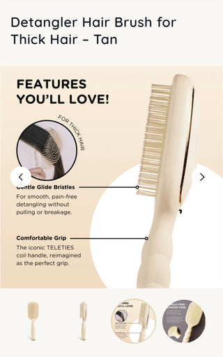 TELETIES Detangler Hair Brush Thick Hair - Tan