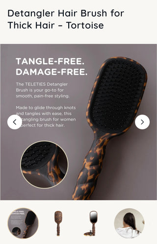 TELETIES Detangler Hair Brush Thick Hair - Tortoise