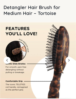 TELETIES Detangler Hair Brush Medium Hair - Tortoise