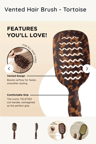 TELETIES Vented Hair Brush - Tortoise