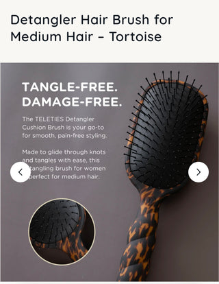 TELETIES Detangler Hair Brush Medium Hair - Tortoise