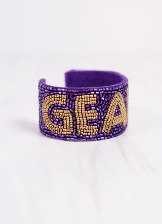 Geaux Beaded Cuff Bracelet PURPLE