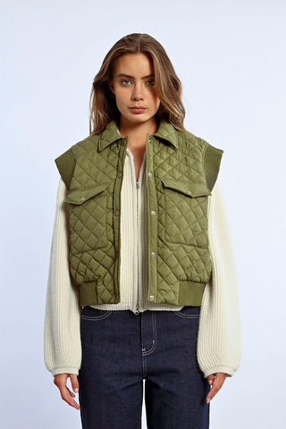 Olive Green Quilted Vest