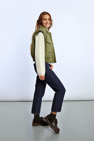 Olive Green Quilted Vest