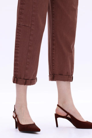Bayeas High Rise Barrel Rolled  Jeans