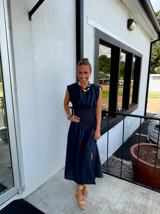 THML Midnight Denim Smocked Dress