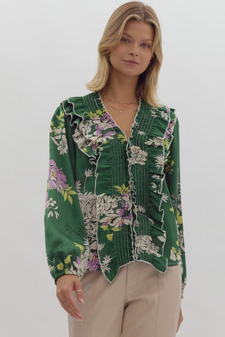 Myles Green Floral Top