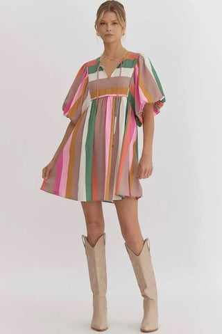 Multi Stripe Mini Dress