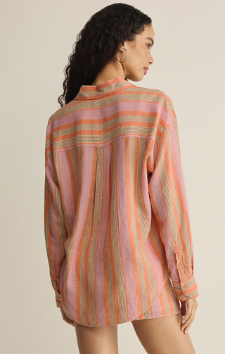 Z SUPPLY The Perfect Striped Button Up Tiger Lily