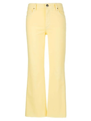 KUT FROM THE KLOTH KELSEY HIGH RISE ANKLE  FLARE WITH RAW HEM Pastel Yellow