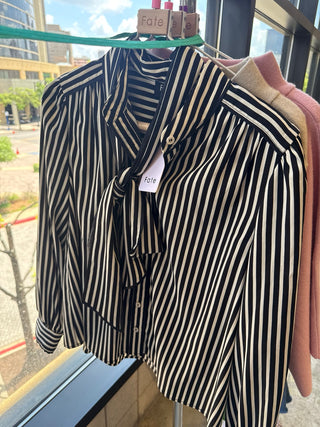 The Audrey Stripe Tie-Neck Blouse