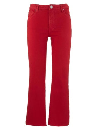 KUT FROM THE KLOTH  KELSEY HIGH RISE ANKLE FLARE WITH RAW HEM Ruby Red