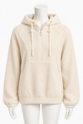 Cozy Luxe Half-Zip Fleece Pullover – Ivory