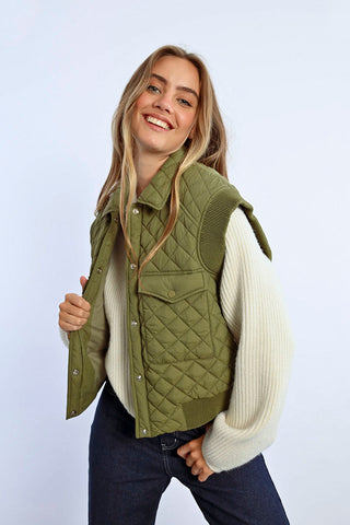 Olive Green Quilted Vest