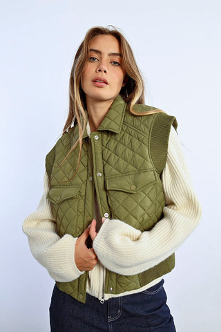 Olive Green Quilted Vest