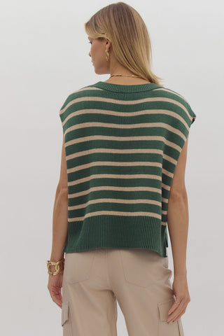 Pine Green Striped Top