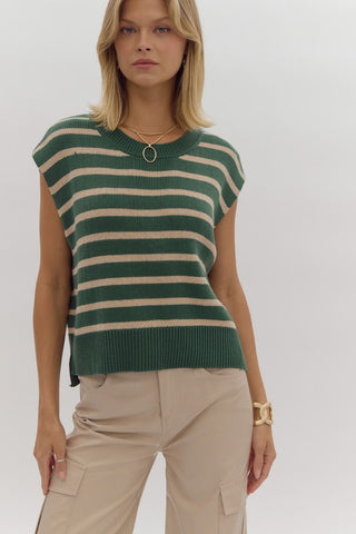 Pine Green Striped Top