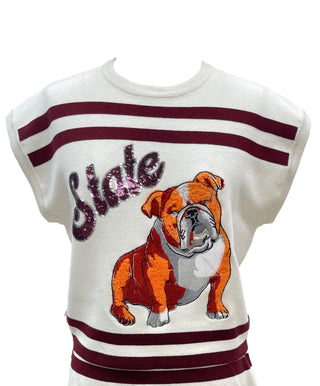 Queen of Sparkles State Bully Sweater Top MSU