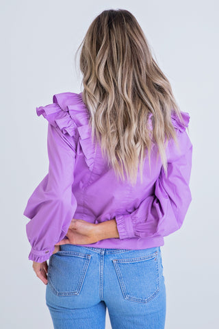 Solid Poplin Ruffle Top