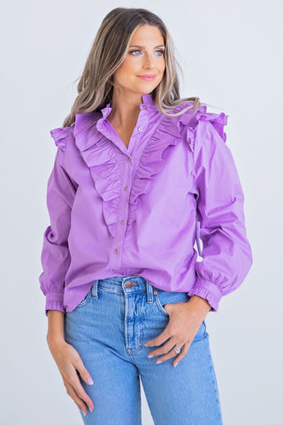 Solid Poplin Ruffle Top