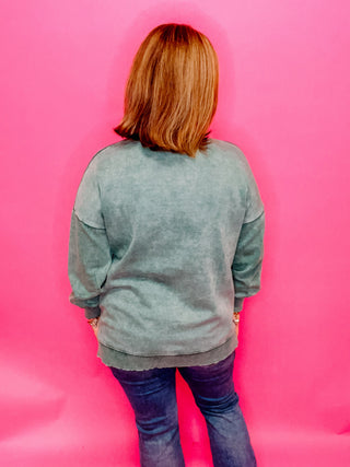 ZENANA acid Wash Fleece Hi/Lo Hem Pullover