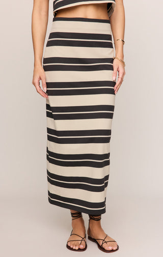 Z Supply Gail Striped Midi Skirt - Ash Black