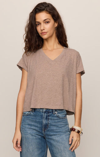Z Supply Nomad Slub V-Neck Tee in Heather Ash